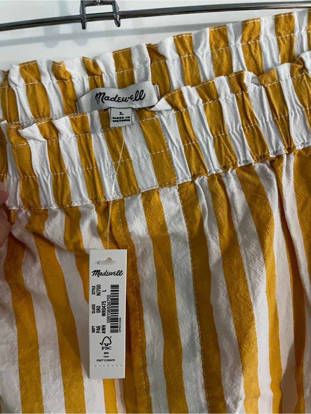 Madewell NWT Yellow White Striped Poplin Pull-On Shorts Size L - Picture 3 of 9